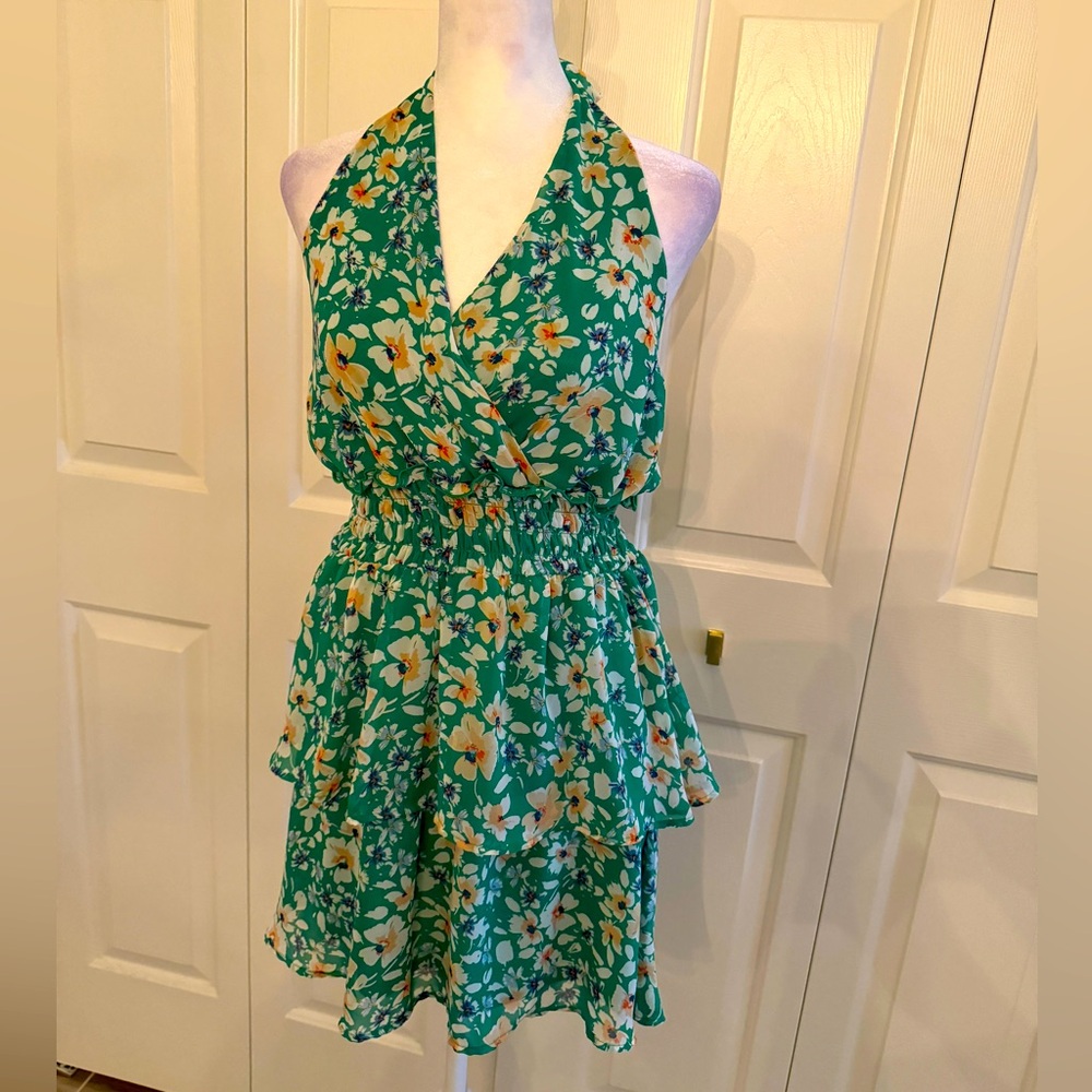 Sienna Sky Green Floral Halter Sundress